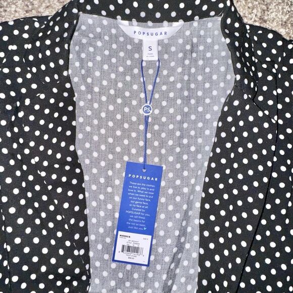 Popsugar Women's Rayon Black Polka Dot Romper Jumpsuit Dress NWT Small - Picture 2 of 8